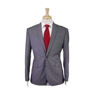 Express Mens Photographer Fitted Solid Light Gray 2-Btn Suit 38S